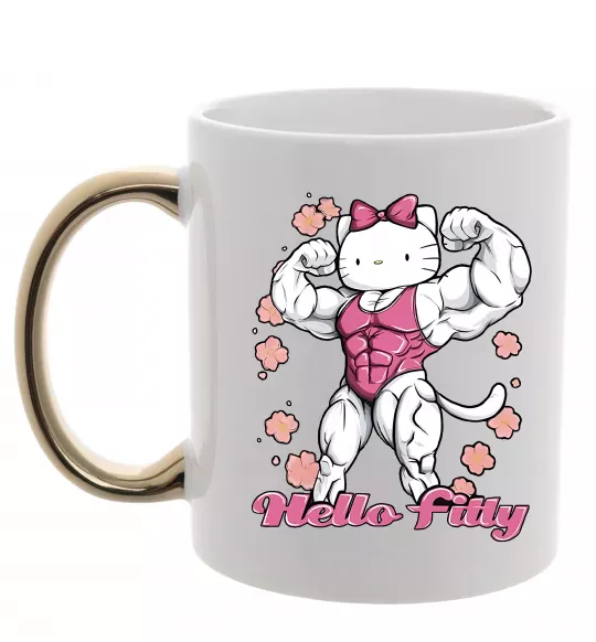 Чашка з кольоровою ручкою Hello Fitty Золото фото