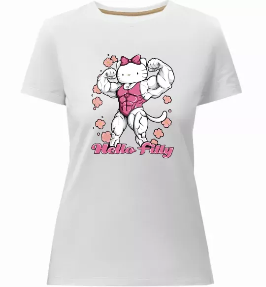 Женская премиум футболка Hello Fitty Белый фото