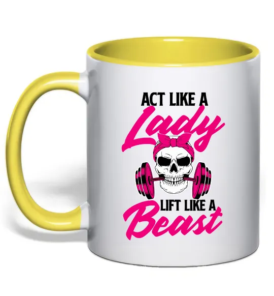 Чашка с цветной ручкой Lady Beast Лимонный фото