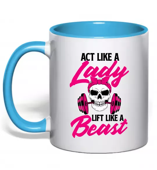 Чашка з кольоровою ручкою Lady Beast Блакитний фото