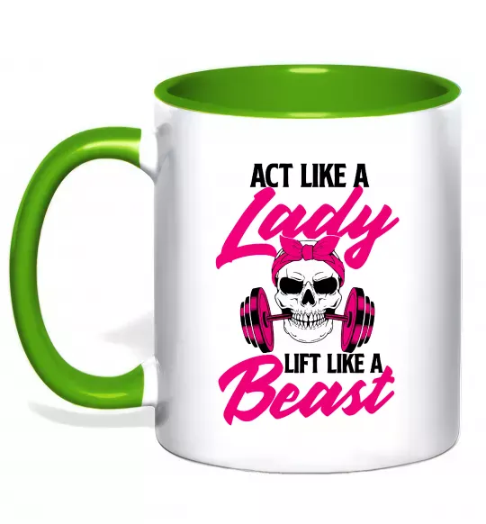 Чашка з кольоровою ручкою Lady Beast Зелений фото