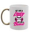 Чашка з кольоровою ручкою Lady Beast Золото фото