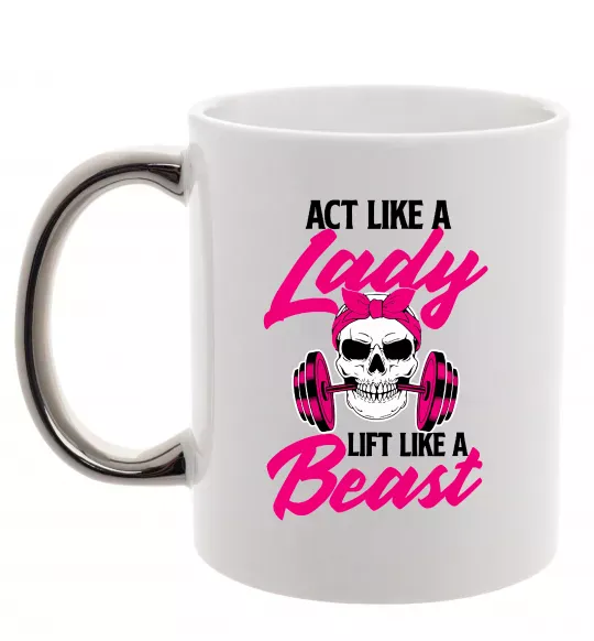 Чашка з кольоровою ручкою Lady Beast Срібло фото