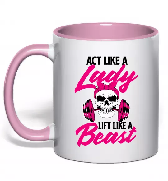 Чашка з кольоровою ручкою Lady Beast Ніжно рожевий фото