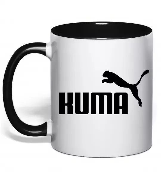 Чашка с цветной ручкой Kuma Черный фото