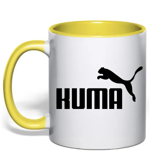 Чашка з кольоровою ручкою Kuma Лимонний фото