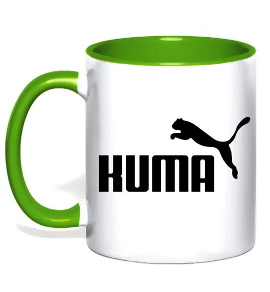 Чашка з кольоровою ручкою Kuma Лаймовий фото