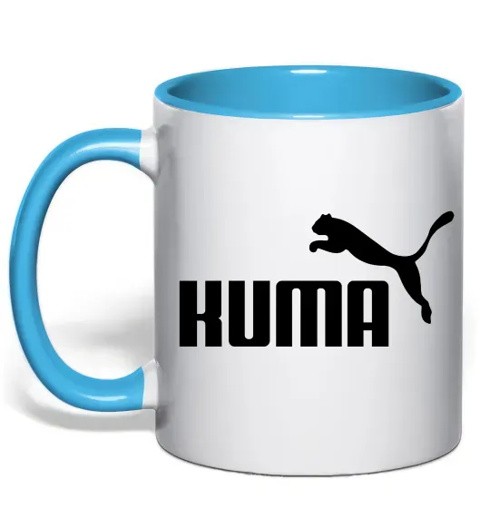 Чашка с цветной ручкой Kuma Голубой фото