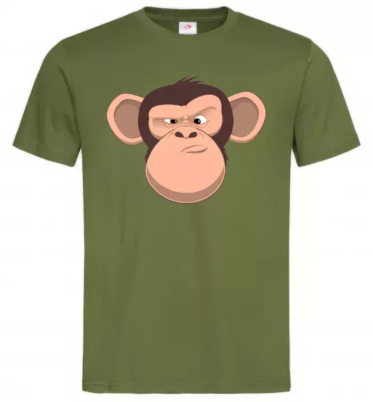 Мужская футболка Шимпанзе Оливковый фото