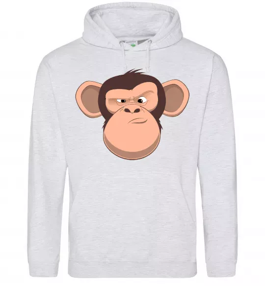 Женская толстовка (худи) Шимпанзе Серый меланж фото