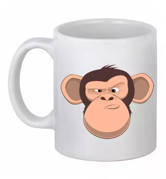 Чашка керамическая Шимпанзе Белый фото