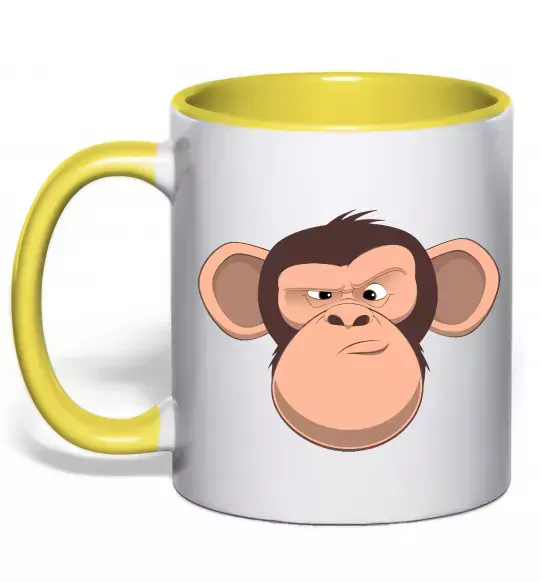 Чашка с цветной ручкой Шимпанзе Солнечно желтый фото