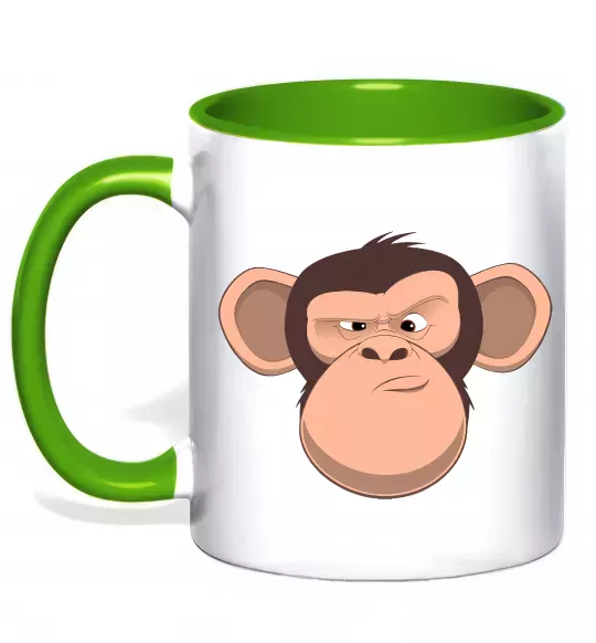 Чашка с цветной ручкой Шимпанзе Зеленый фото