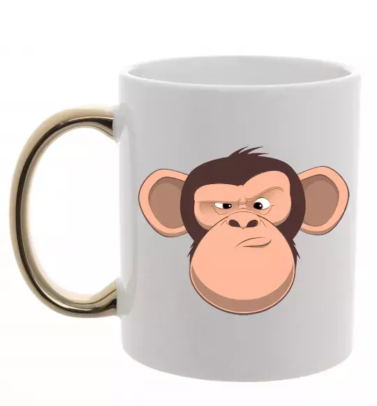 Чашка с цветной ручкой Шимпанзе Золото фото