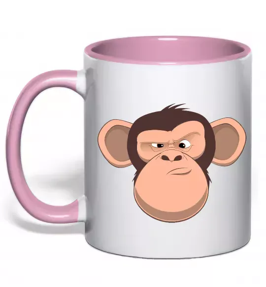 Чашка с цветной ручкой Шимпанзе Нежно розовый фото