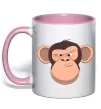 Чашка с цветной ручкой Шимпанзе Нежно розовый фото