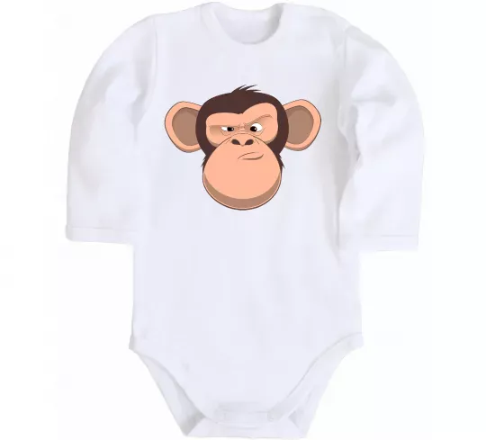 Дитячий бодік Шимпанзе Білий фото