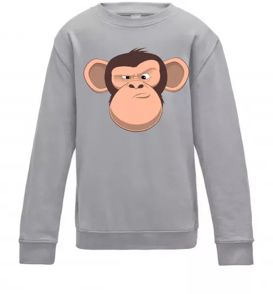 Детский Свитшот Шимпанзе Серый меланж фото