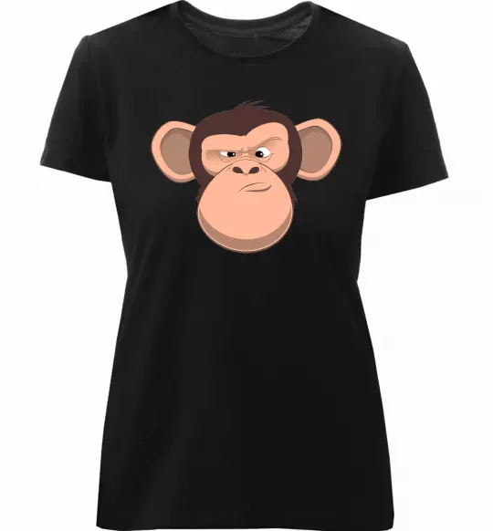 Женская премиум футболка Шимпанзе Черный фото