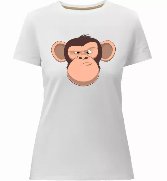 Женская премиум футболка Шимпанзе Белый фото