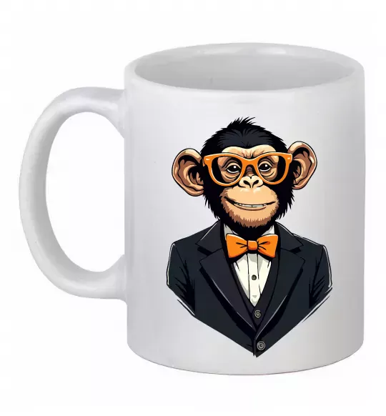 Чашка керамическая Шимпанзе діловий Белый фото