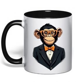 Чашка с цветной ручкой Шимпанзе діловий