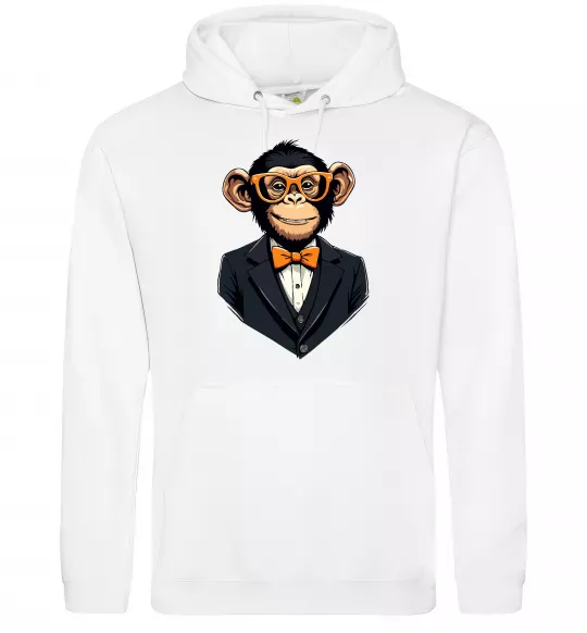 Мужская толстовка (худи) Шимпанзе діловий Белый фото