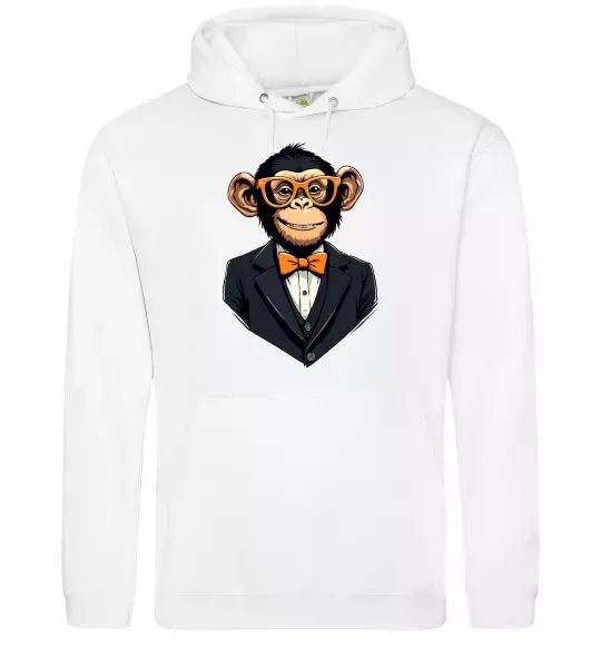 Женская толстовка (худи) Шимпанзе діловий Белый фото