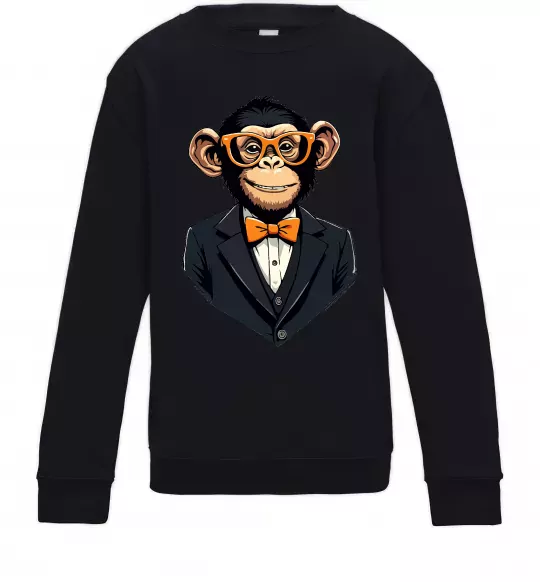 Детский Свитшот Шимпанзе діловий Черный фото