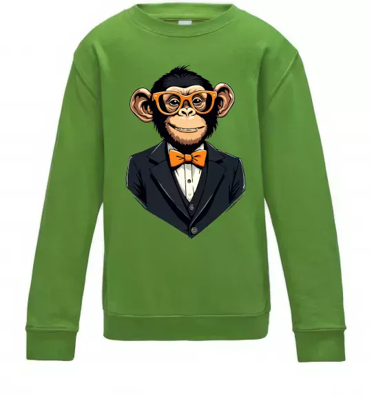 Детский Свитшот Шимпанзе діловий Лаймовый фото