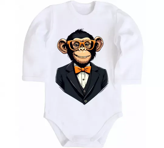 Детский боди Шимпанзе діловий Белый фото