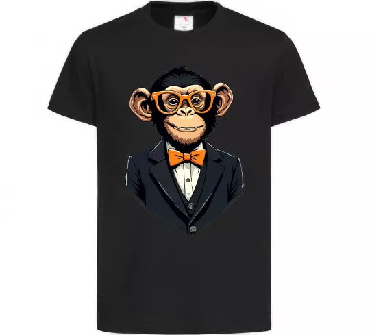 Детская футболка Шимпанзе діловий Черный фото