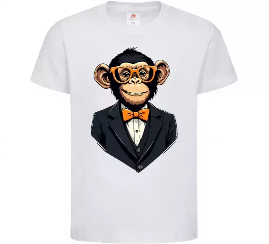 Детская футболка Шимпанзе діловий Белый фото