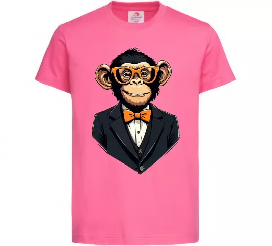 Детская футболка Шимпанзе діловий Ярко-розовый фото