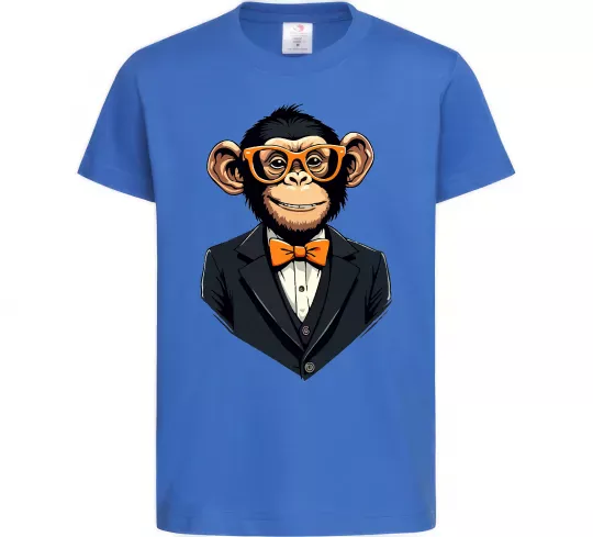 Детская футболка Шимпанзе діловий Ярко-синий фото