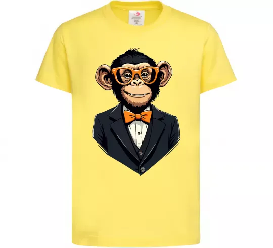 Детская футболка Шимпанзе діловий Лимонный фото