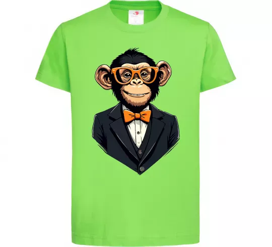 Детская футболка Шимпанзе діловий Лаймовый фото