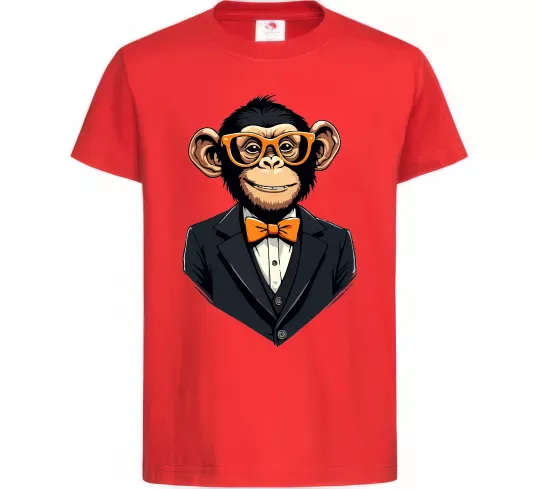 Детская футболка Шимпанзе діловий Красный фото