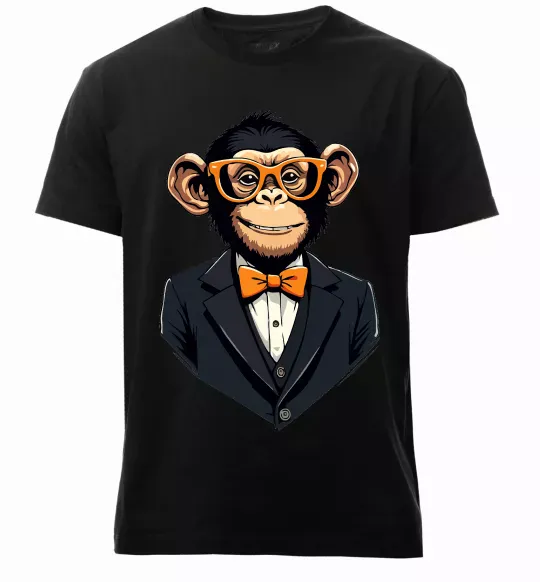Мужская премиум футболка Шимпанзе діловий Черный фото