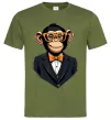 Мужская футболка Шимпанзе діловий Оливковый фото