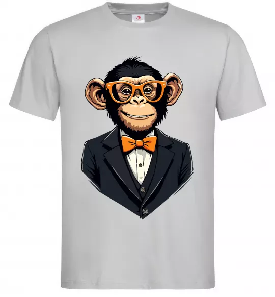 Мужская футболка Шимпанзе діловий Серый фото