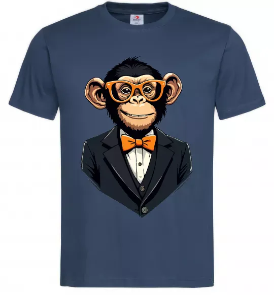 Мужская футболка Шимпанзе діловий Темно-синий фото