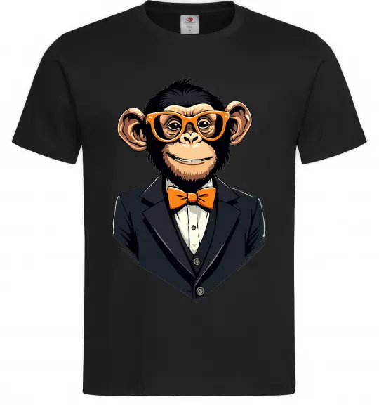 Мужская футболка Шимпанзе діловий Черный фото