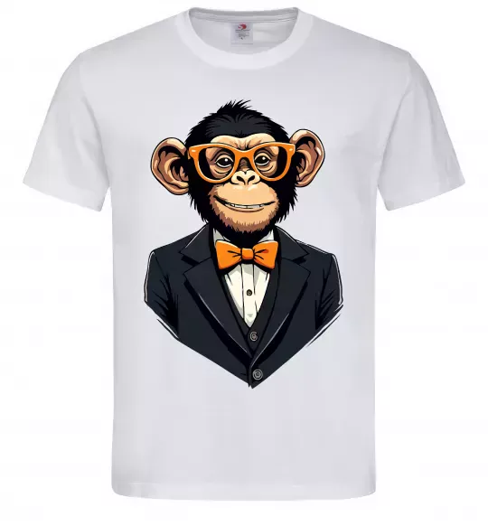 Мужская футболка Шимпанзе діловий Белый фото