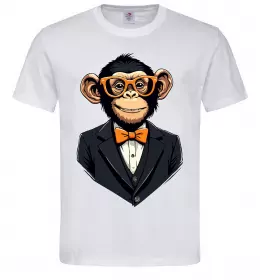Мужская футболка Шимпанзе діловий Белый фото