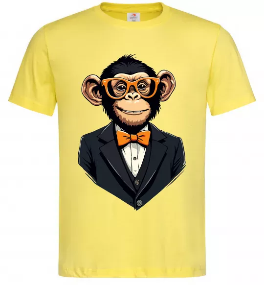 Мужская футболка Шимпанзе діловий Лимонный фото