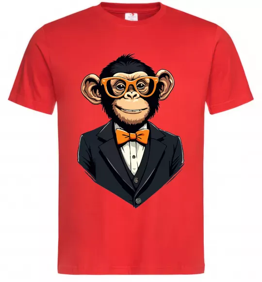 Мужская футболка Шимпанзе діловий Красный фото
