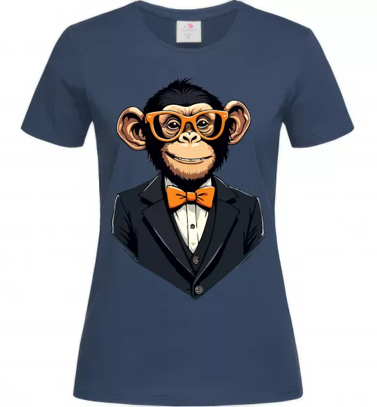 Женская футболка Шимпанзе діловий Темно-синий фото