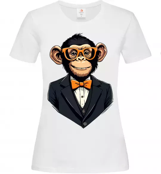 Женская футболка Шимпанзе діловий Белый фото