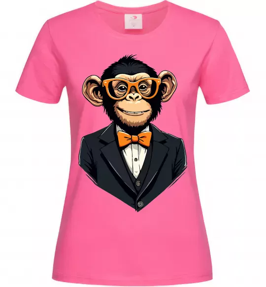 Женская футболка Шимпанзе діловий Ярко-розовый фото